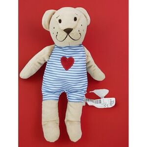 Ikea Teddy Bear Fabler Bjorn Plush Toy Blue White Stripes Red Heart‎ 9.5 Inch